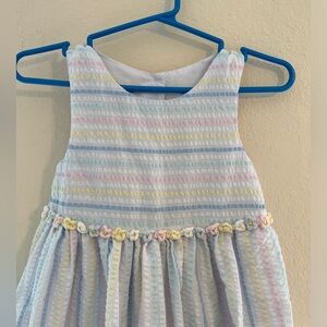 Marmellata Pastel Striped Seersucker Kids Dress